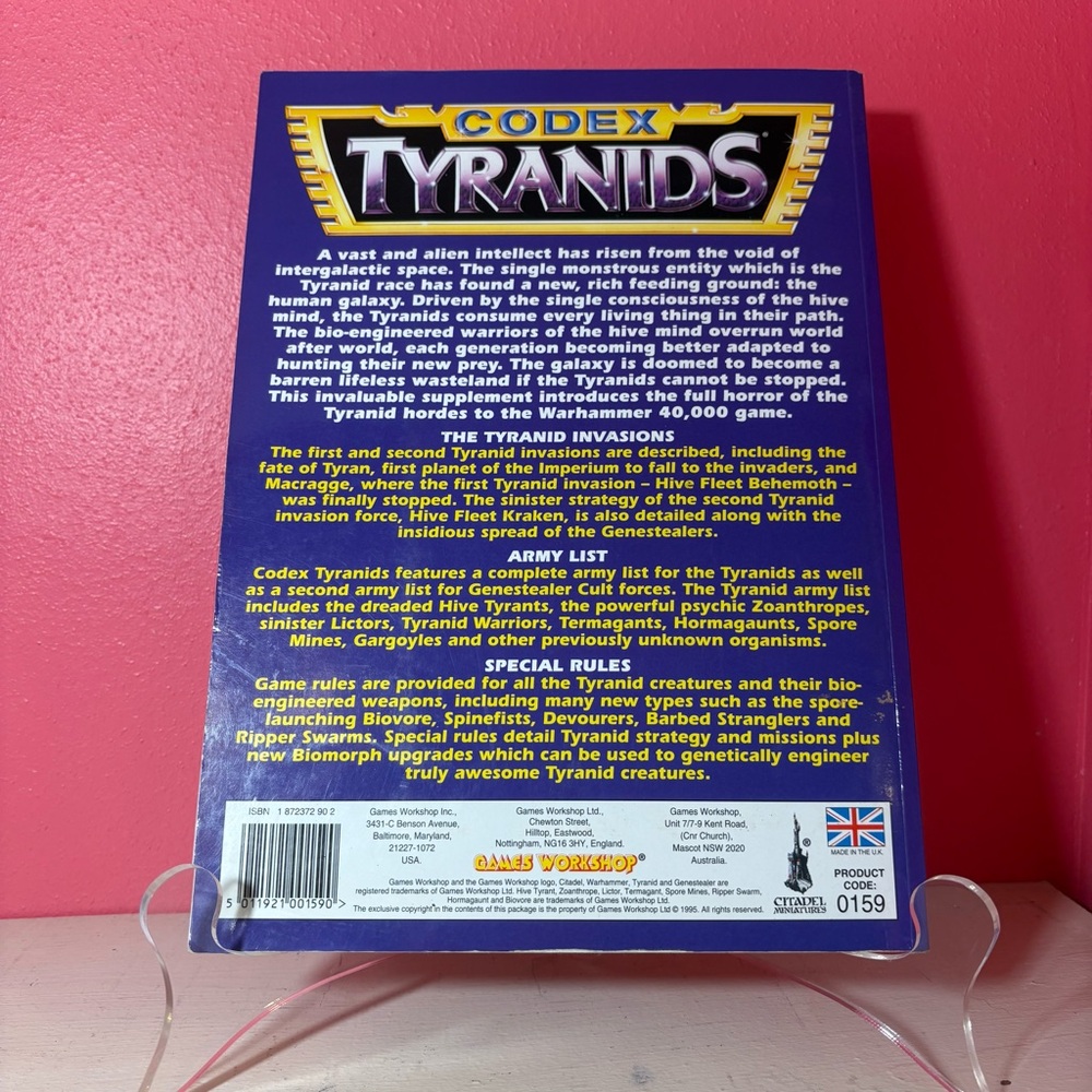 Vintage * Warhammer 40,000 Codex Tyranids Supplement Book by Games Workshop RARE - Picture 3 of 10